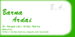 barna ardai business card